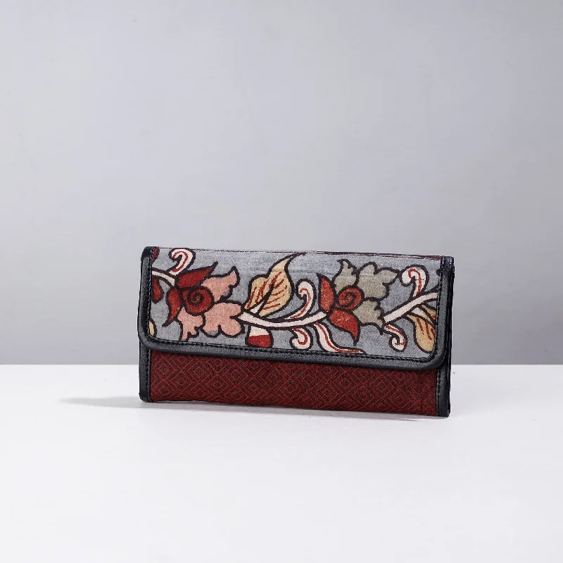 Durable And Fashionable Bags For Daily Use Maroon - Handpainted Kalamkari Natural Dyed Cotton Clutch