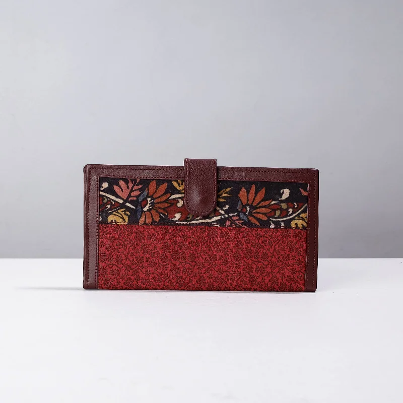 Luxury Bags For Working Professionals Red - Handpainted Kalamkari Natural Dyed Cotton Clutch