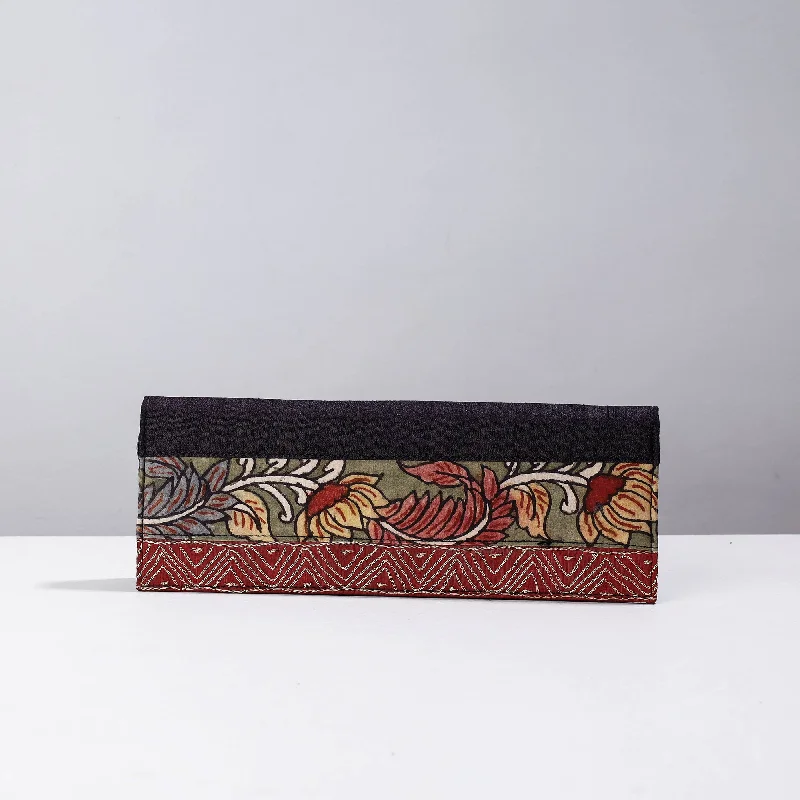 Minimalist Leather Bag For Modern Aesthetics Multicolor - Handpainted Kalamkari Natural Dyed Ghicha Silk Clutch Minimalist Leather Bag For Modern Aesthetics Multicolor - Handpainted Kalamkari Natural Dyed Ghicha Silk Clutch