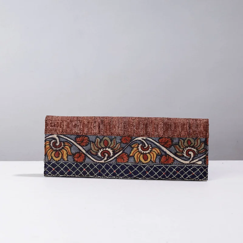 Bags For Playful And Chic Styles Brown - Handpainted Kalamkari Natural Dyed Ghicha Silk Clutch