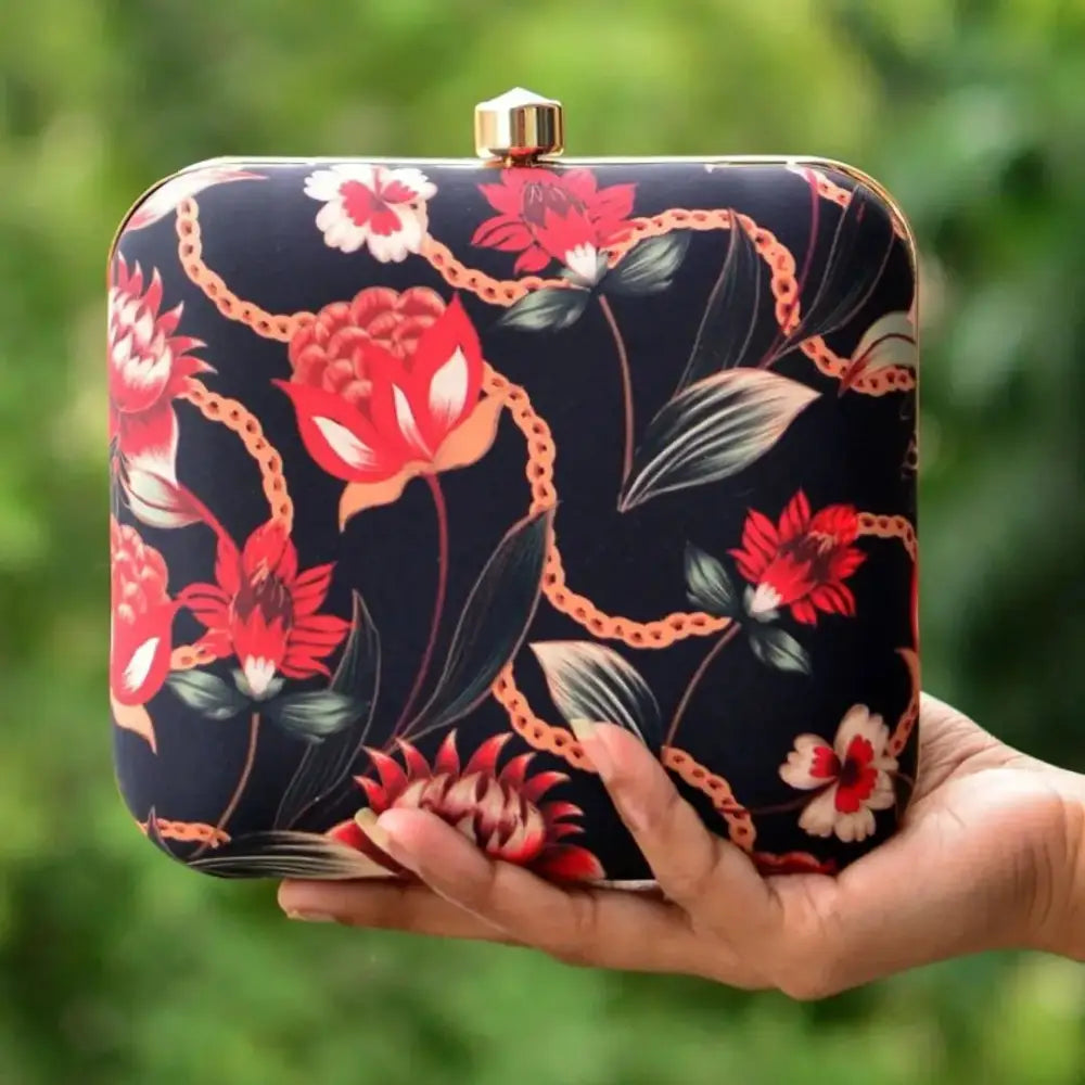 Affordable Bags For Budget Shoppers Adorable Printed Satin Box Clutches For Women