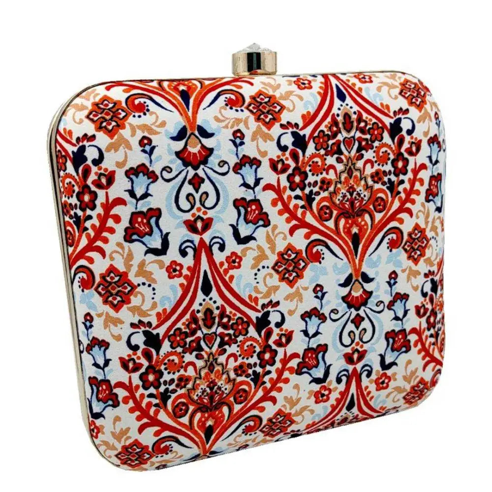 Tote Bag For Office Use Attractive Printed Box Clutch Bridal Party Purse Clutch Box with Detachable Sling