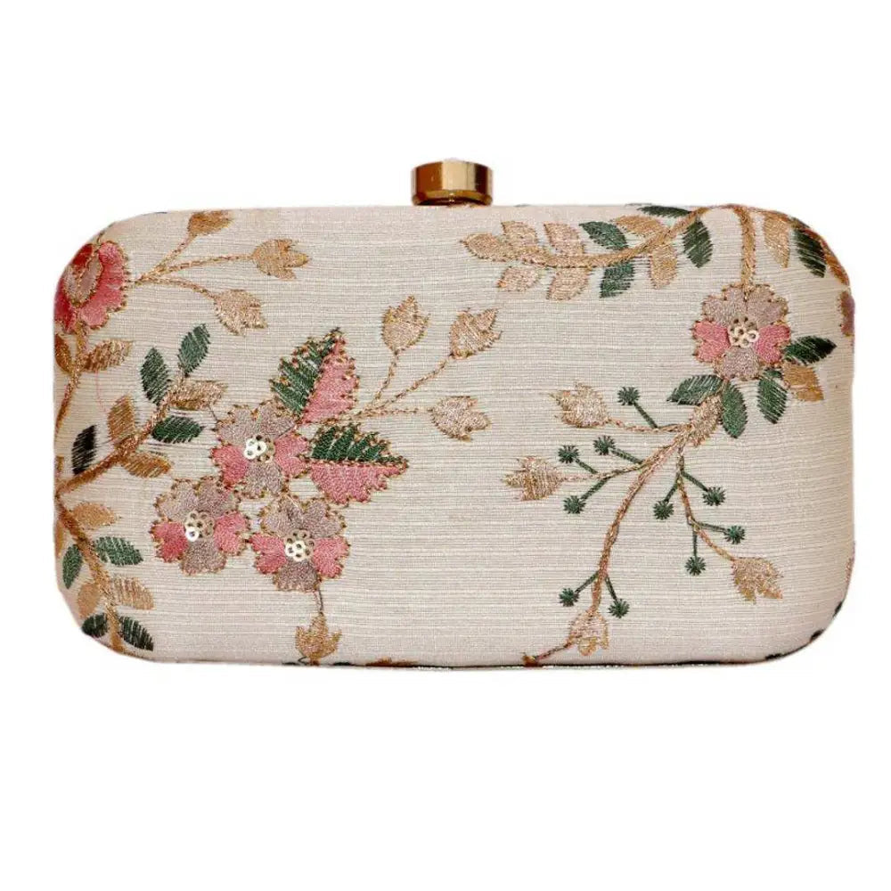 Tote Bag For Everyday Use Attractive Tulle Embroidered Faux Silk Clutch