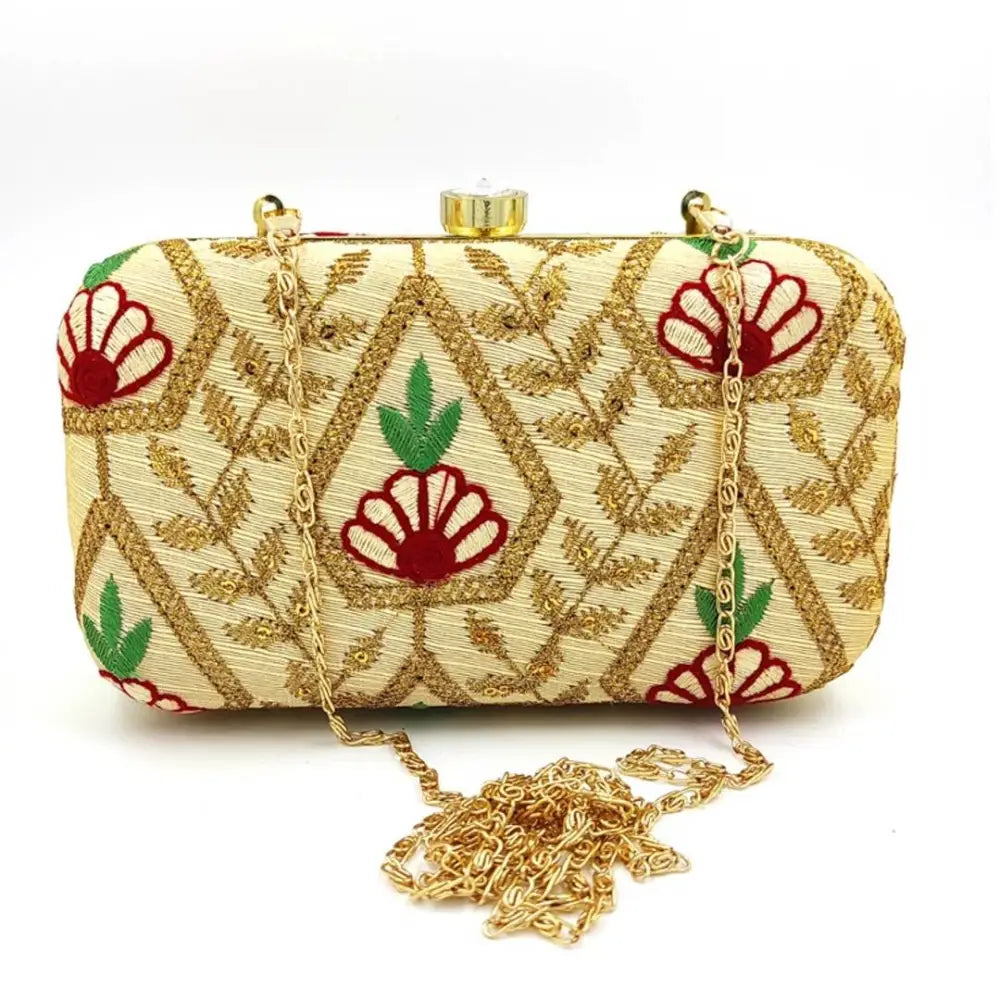 Elegant New Year Party Bags With Flash Sales Attractive Tulle Embroidered Faux Silk Clutch