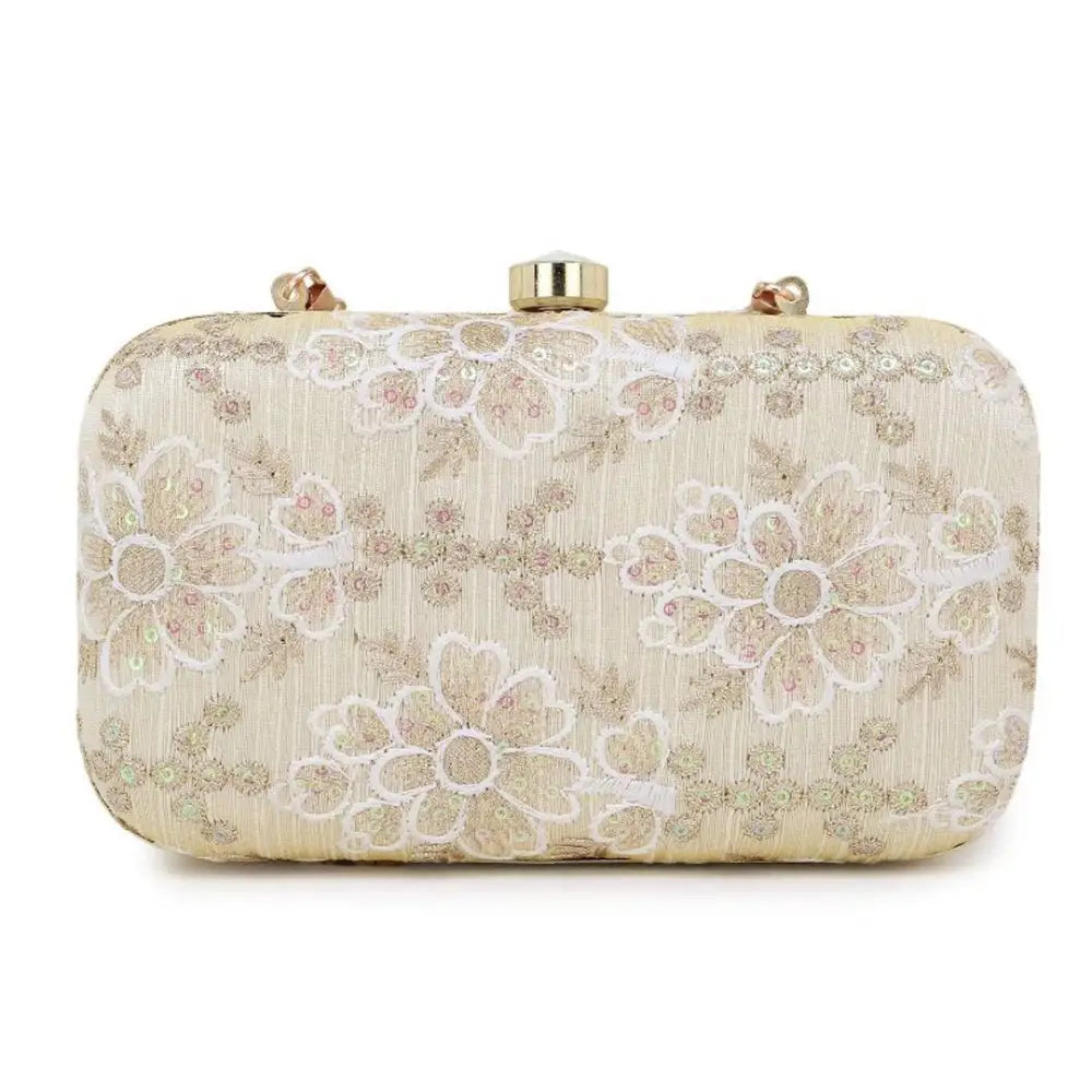 High-Quality Bags On Flash Sale Attractive Tulle Embroidered Faux Silk Clutch