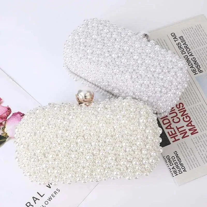 Trendy Bags For Sales Beaded Pearl Clutch