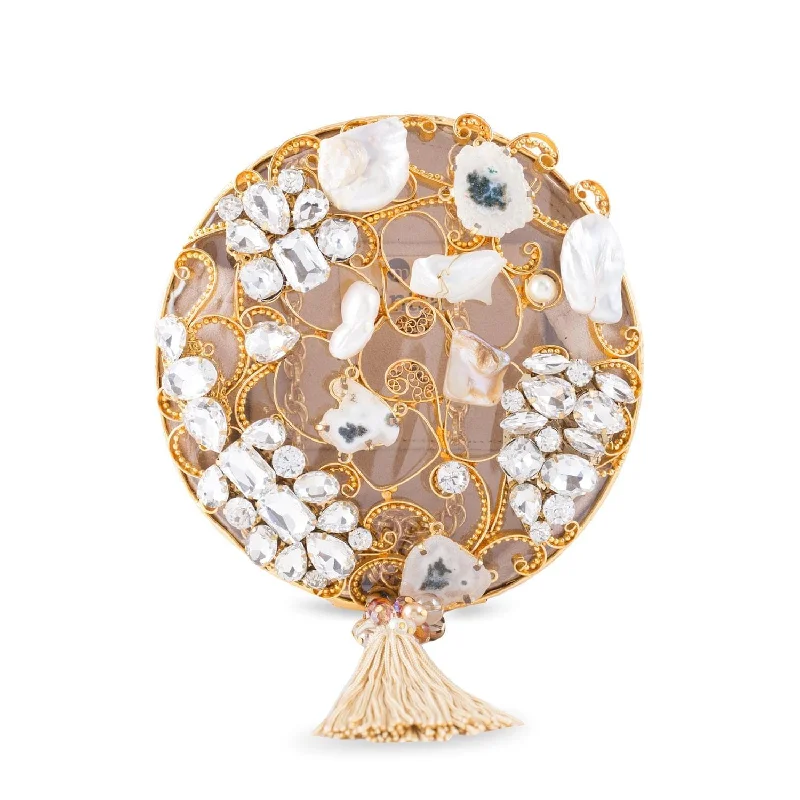 Trendy Bags Belle Vignes Round Gold Clutch - Women's bridal and bridesmaids clutch bag