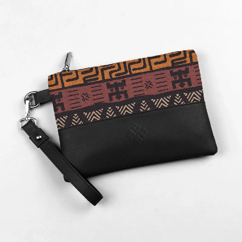 Trendy And Discounted Designer Handbags Black Toiletry Pouch African Pattern