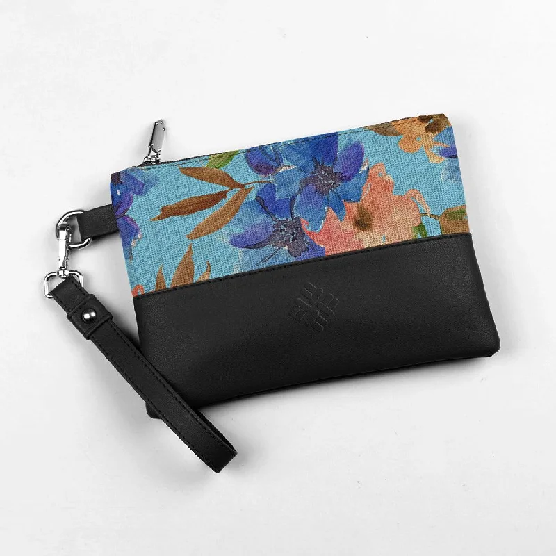Affordable Bags For Budget Shoppers Black Toiletry Pouch Blue Floral