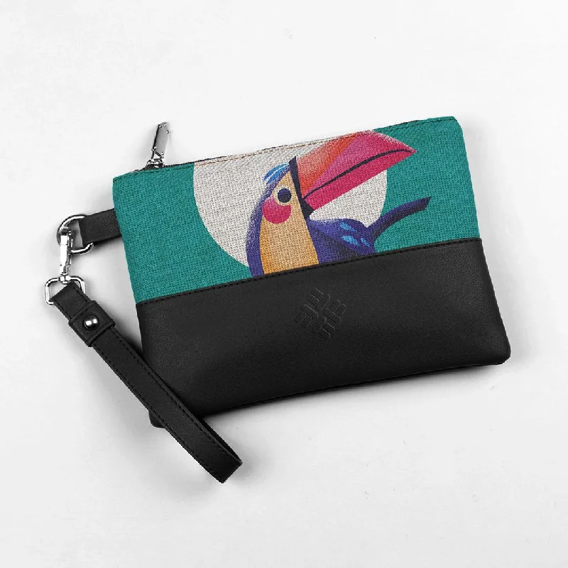 Everyday Bags For Work, School, Or Errands Black Toiletry Pouch Tropical Bird