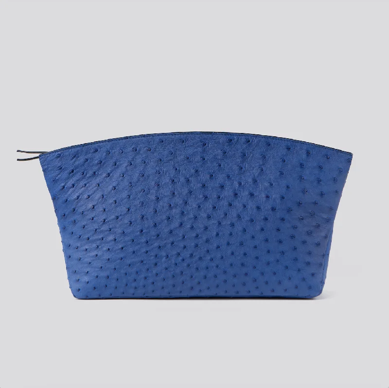 Luxury Bags For Professionals With Discounts BLAKE LARGE BLUE OSTRICH CLUTCH