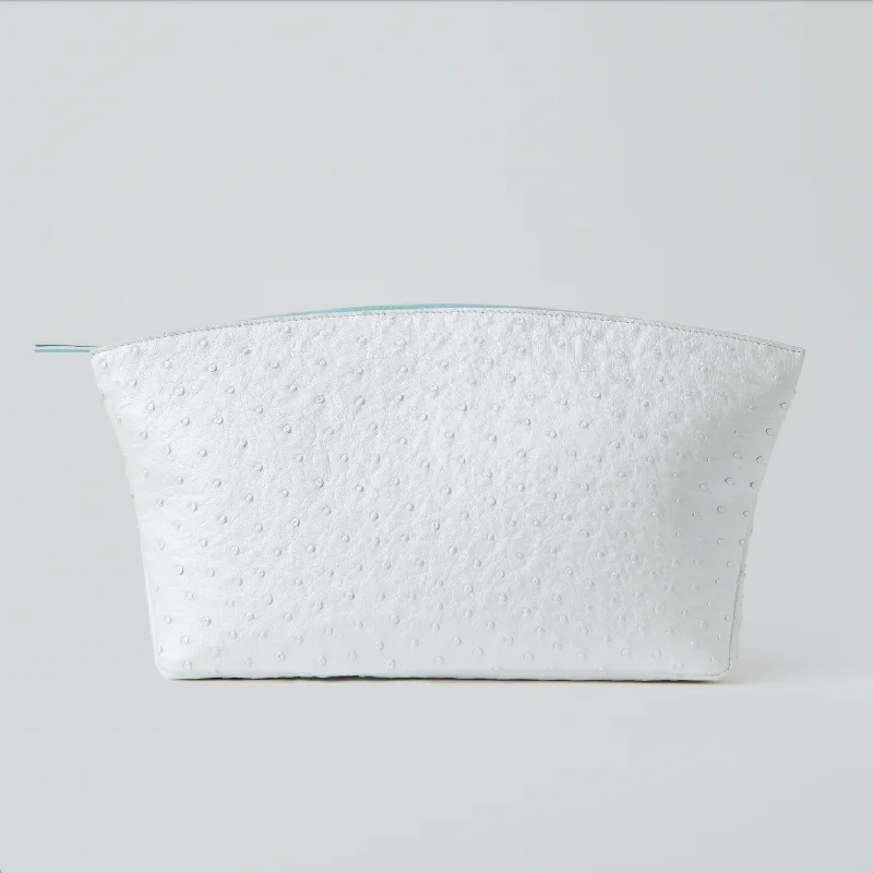 Seasonal Clearance Bags For Summer Blake Large White Ostrich Clutch