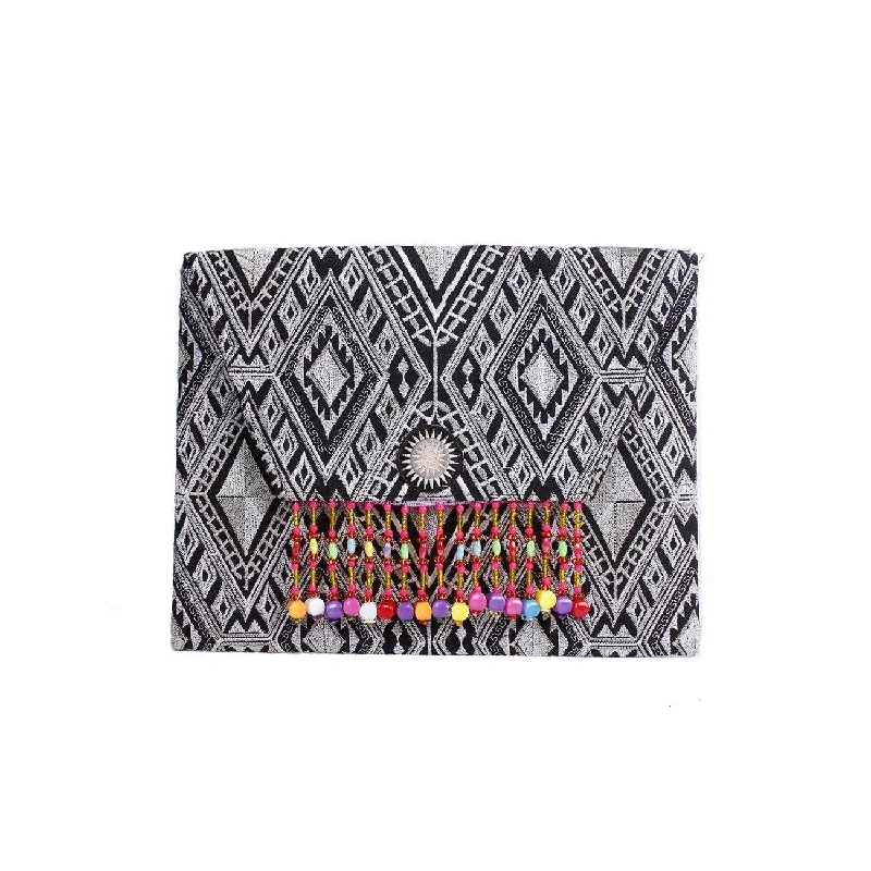 Luxury Bags On Sale Geometric Embroidered Bead Trim Clutch Bag | iPad Case - Thailand Luxury Bags On Sale Geometric Embroidered Bead Trim Clutch Bag | iPad Case - Thailand