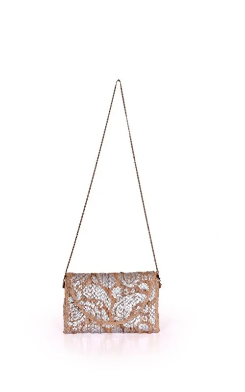 Stylish Bags For Fashion Influencers And Bloggers Boho-mia Paisley Jute Clutch