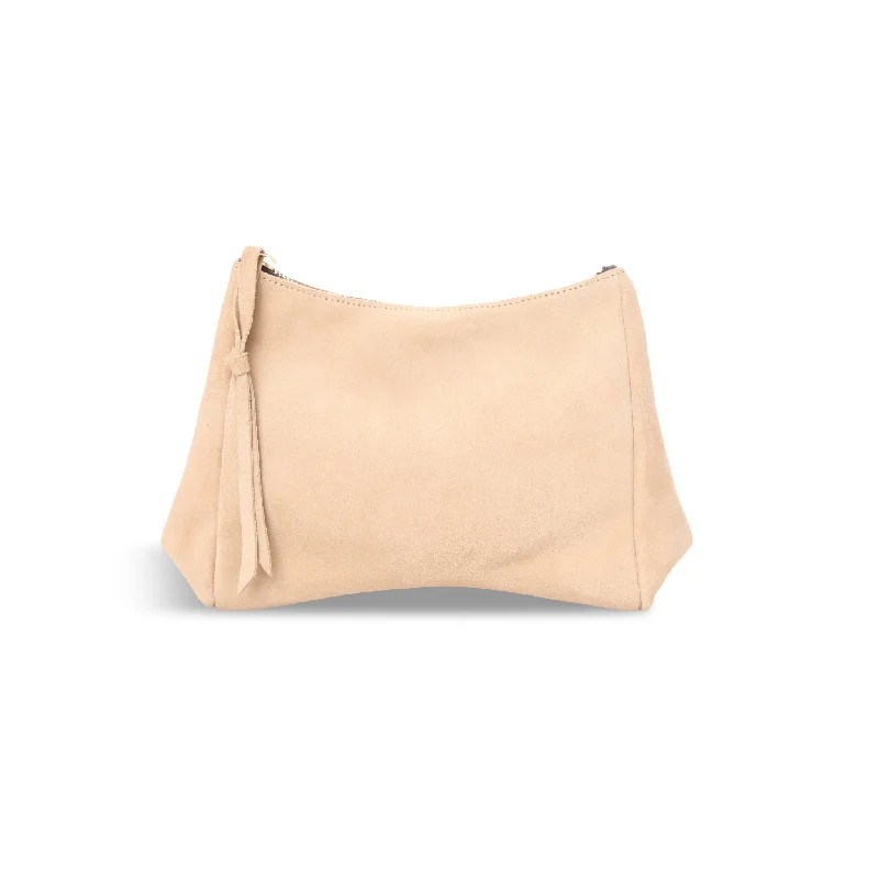 Cyber Monday Discounts On Bags Camila Clutch in Macadamia Italian Leather Backed Suede