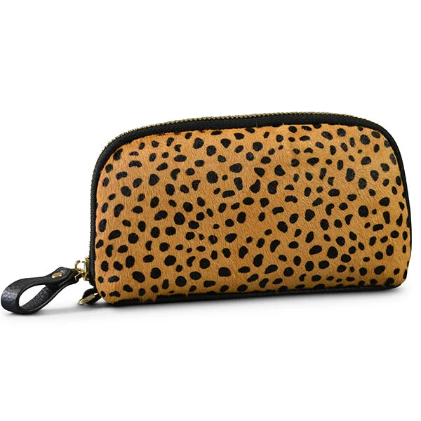 Luxury Bags On Sale CARMICHAEL - Ladies Brown Leapoard Leather Cowhide Wristlet Wallet Purse