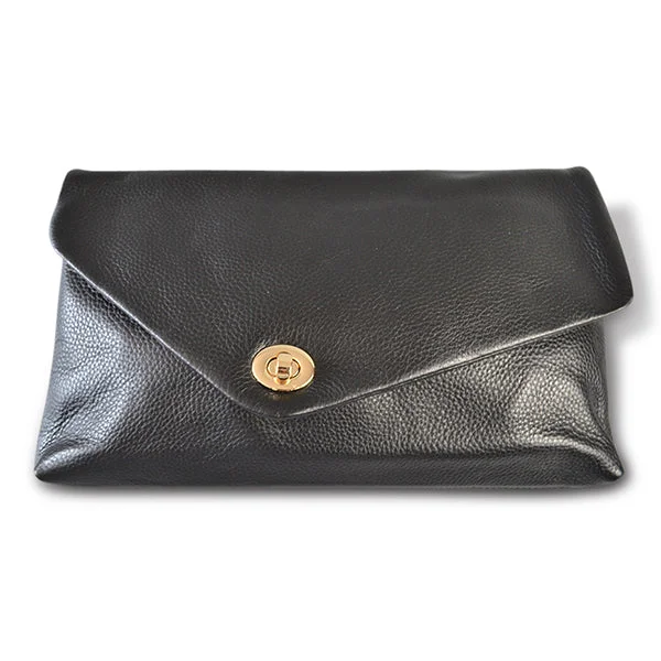 Luxury Bags With Premium Materials And Craftsmanship CENTENNIAL PARK - Black Pebbled Leather Clutch Luxury Bags With Premium Materials And Craftsmanship CENTENNIAL PARK - Black Pebbled Leather Clutch