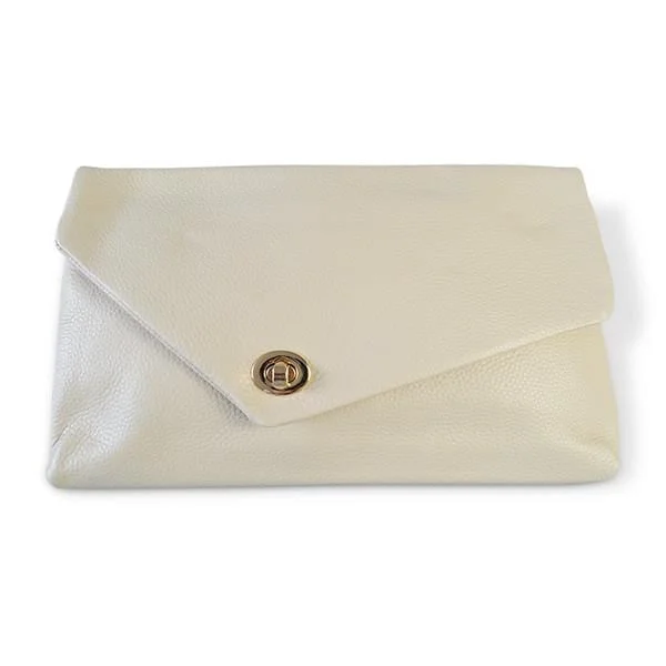 Clearance-Priced Bags CENTENNIAL PARK - Cream Pebbled Leather Clutch