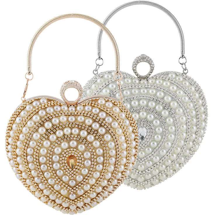Inspired Bags For Affordable Luxury Crystal Pearl Heart Bag