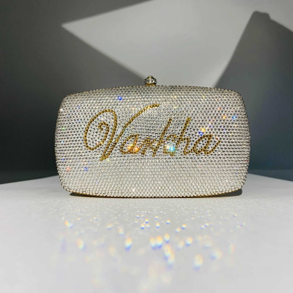 Urban Style Customized Name Crystal Studded Clutch