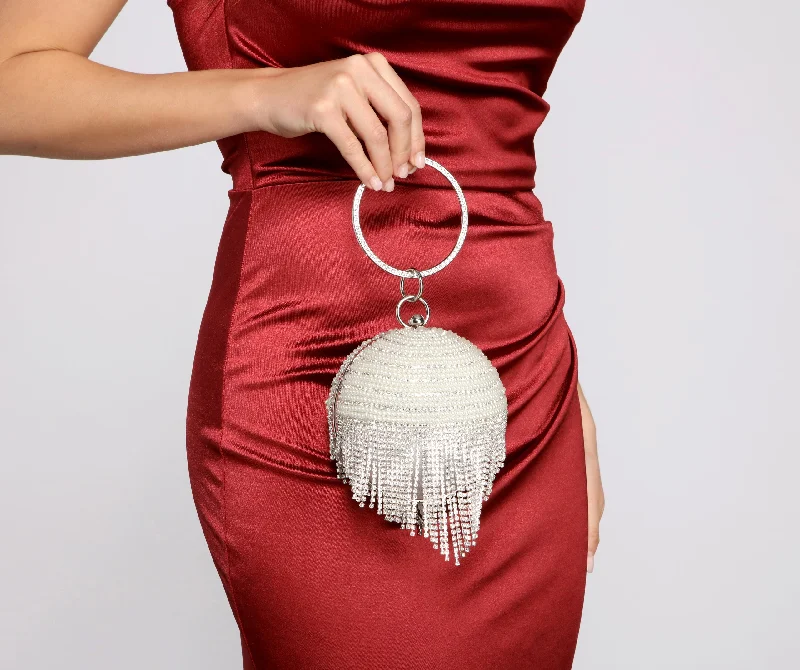 Valentine's Day Dazzle Queen Pearl Fringe Sphere Clutch