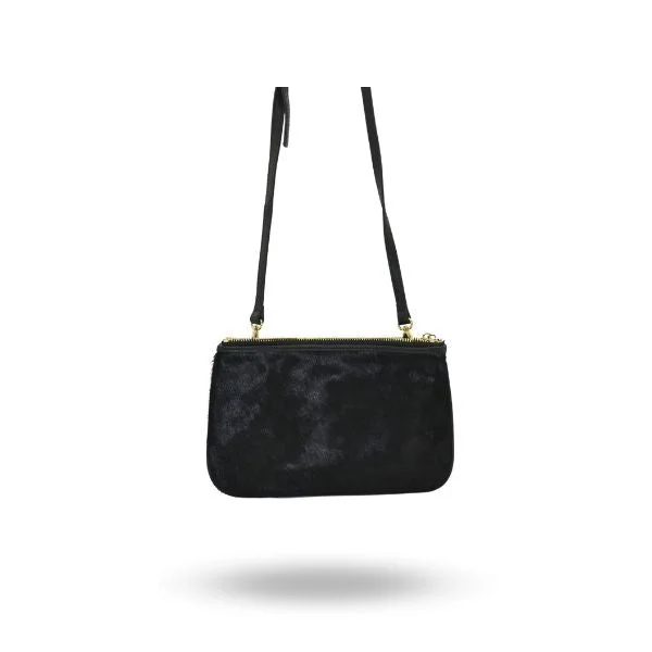 Discounted Designer Bags For Clearance Sale DOCKLANDS- Women's Black Vegan & Cowhide Leather Crossbody Bag