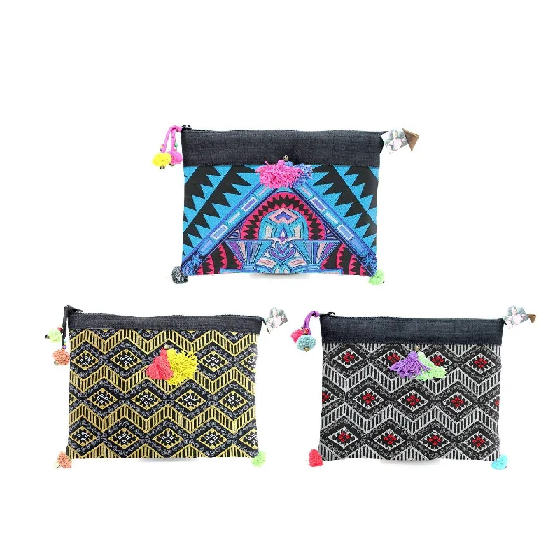Stylish Bags For Fashion Bloggers BUNDLE: Embroidered Clutch 3 Piece - Thailand