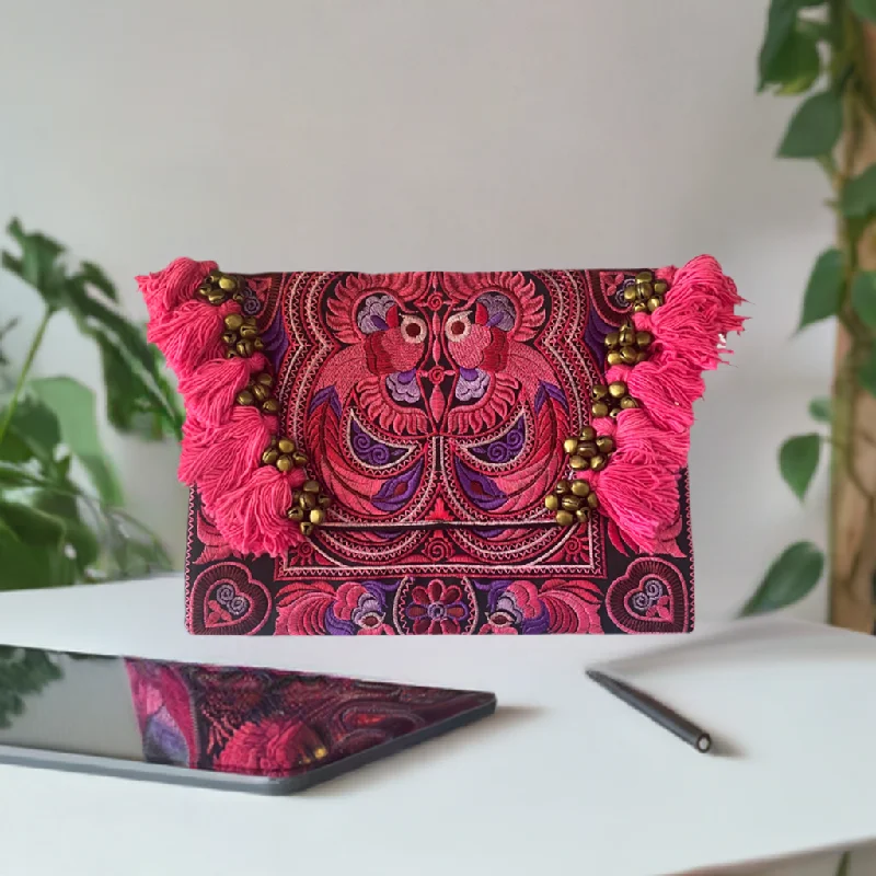 Genuine Bags On Clearance Sale Adelita Embroidered Bird Boho Clutch iPad | Tablet Bag - Thailand Genuine Bags On Clearance Sale Adelita Embroidered Bird Boho Clutch iPad | Tablet Bag - Thailand