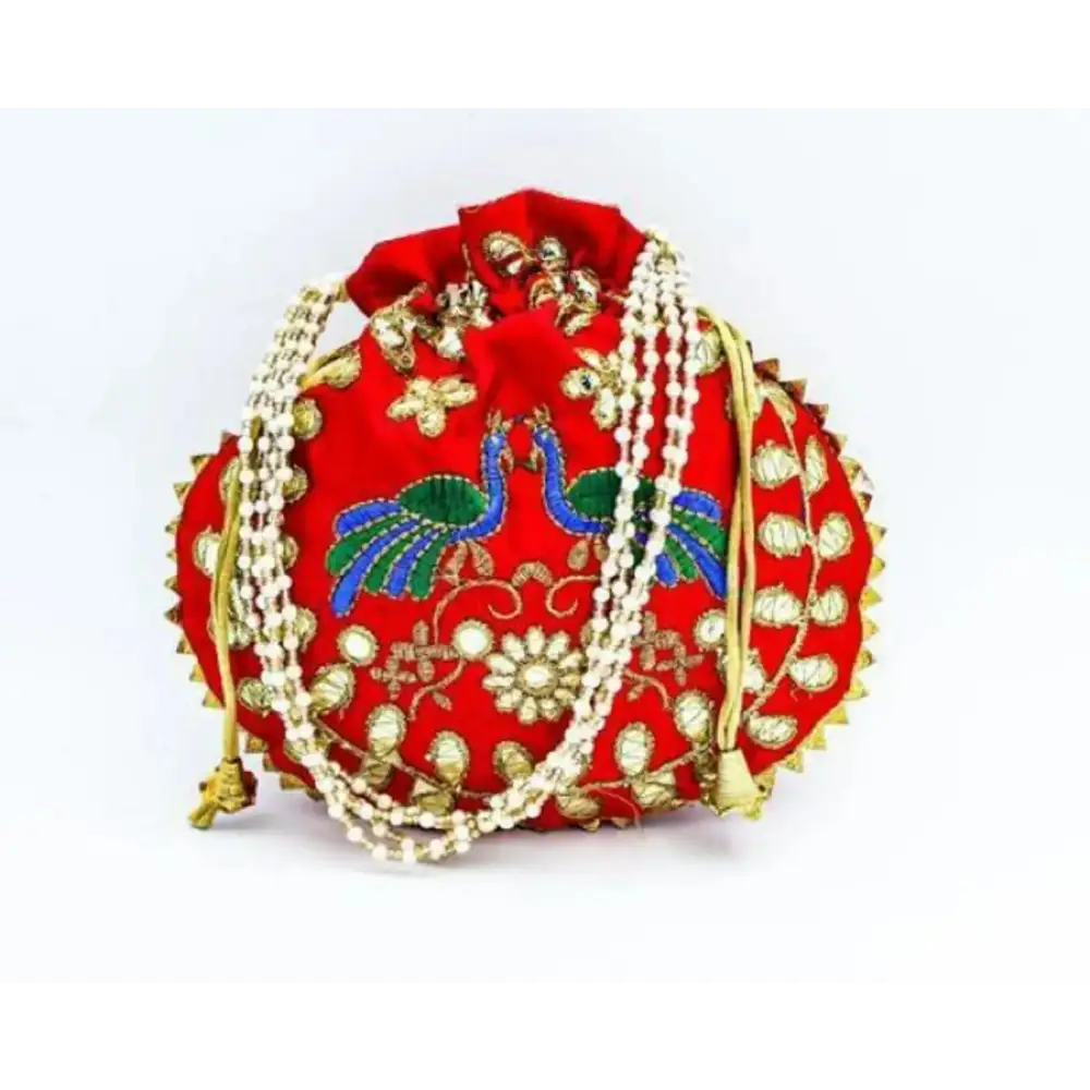 Bags With Tsa-Approved Features Fancy Embroidered Potli Bag For Women