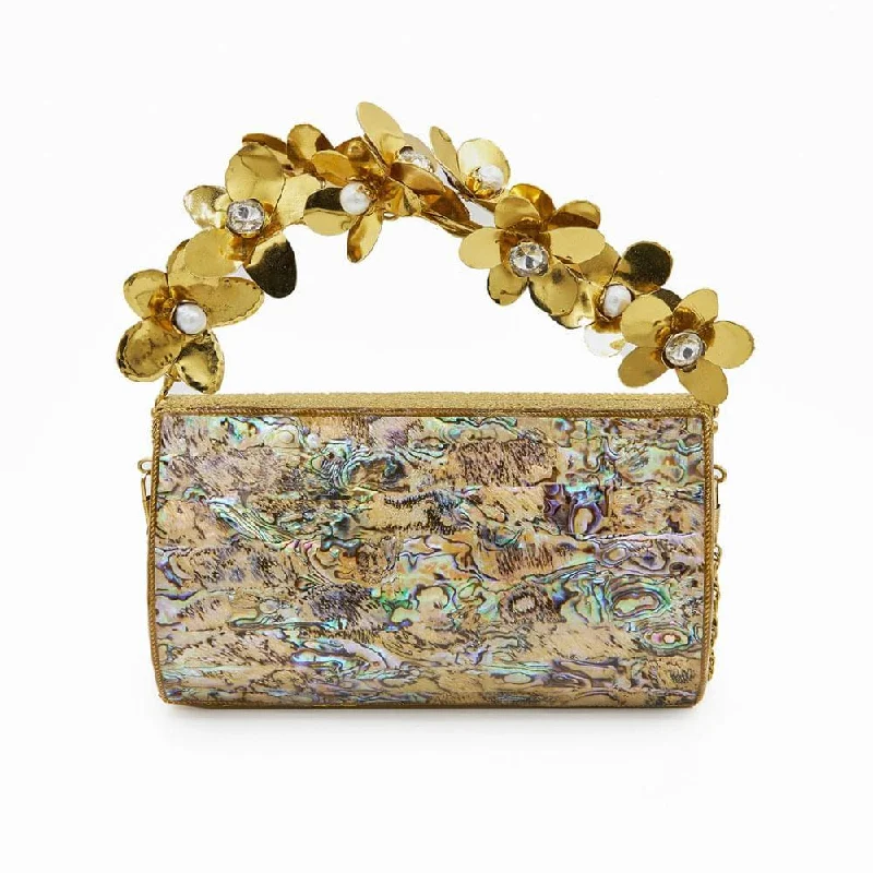 Vintage Bags For Retro And Classic Fashion Lovers Flower Beauty Clutch - Women's bridesmaids clutch bag in gold and embellishments