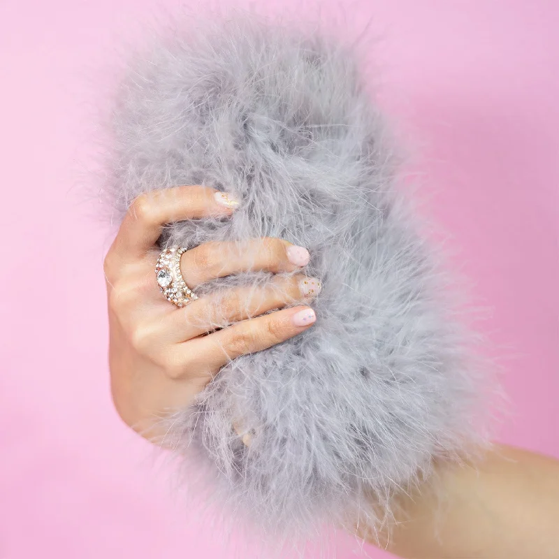 Stylish Bags With Discounts Furry Clutch - Gray