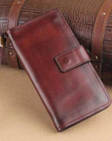 Bag For Modern Fashion Genuine Leather Mens Cool Biker Chain Wallet Long Leather Wallet Slim Clutch Wristlet Wallet for Men