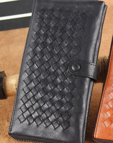 Seasonal Clearance Bags For Summer Genuine Leather Mens Cool Braided Wallet Long Leather Wallet Clutch Wristlet Wallet for Men Seasonal Clearance Bags For Summer Genuine Leather Mens Cool Braided Wallet Long Leather Wallet Clutch Wristlet Wallet for Men