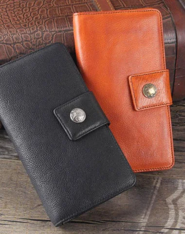 Bold Fashionistas Genuine Leather Mens Cool Long Leather Wallet Cards Clutch Wristlet Wallet for Men