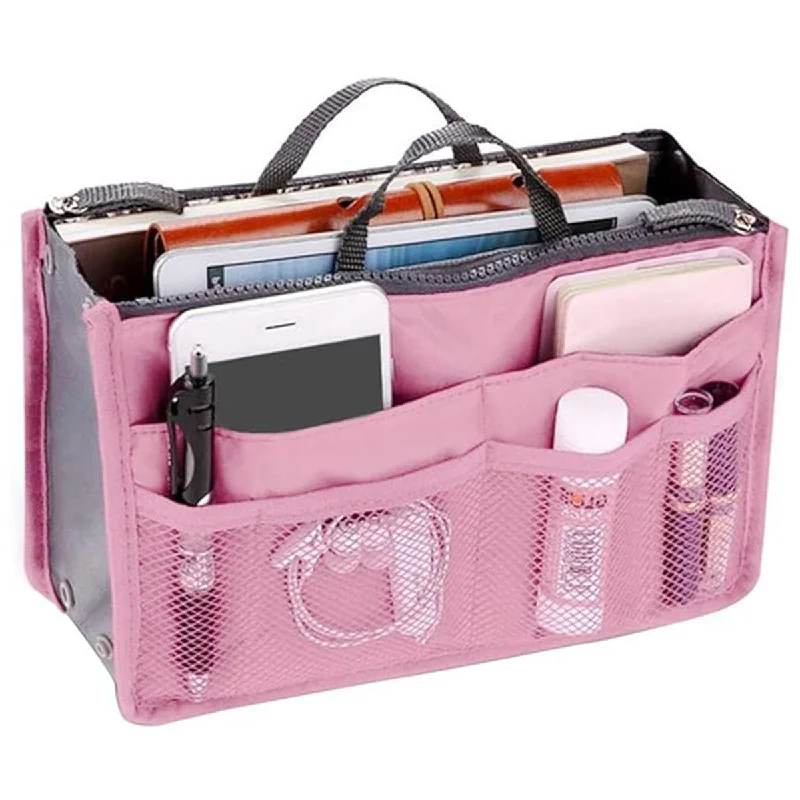 Affordable Bags For Budget Shoppers Handbag Organizer Insert For Women With 13 Pockets Large Capacity Lining Zipper Handle Portable Women's Purse Bag Travel Documents Cards Small Items