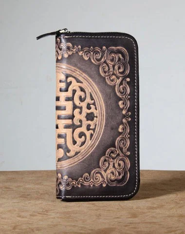 Inspired Bags For Affordable Luxury Handmade Genuine Leather Mens Cool Tooled Long Leather Wallet Bifold Clutch Wallet for Men Inspired Bags For Affordable Luxury Handmade Genuine Leather Mens Cool Tooled Long Leather Wallet Bifold Clutch Wallet for Men
