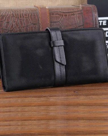 Affordable Handbags Handmade Leather Mens Cool Long Leather Wallet Clutch Wristlet Wallet for Men