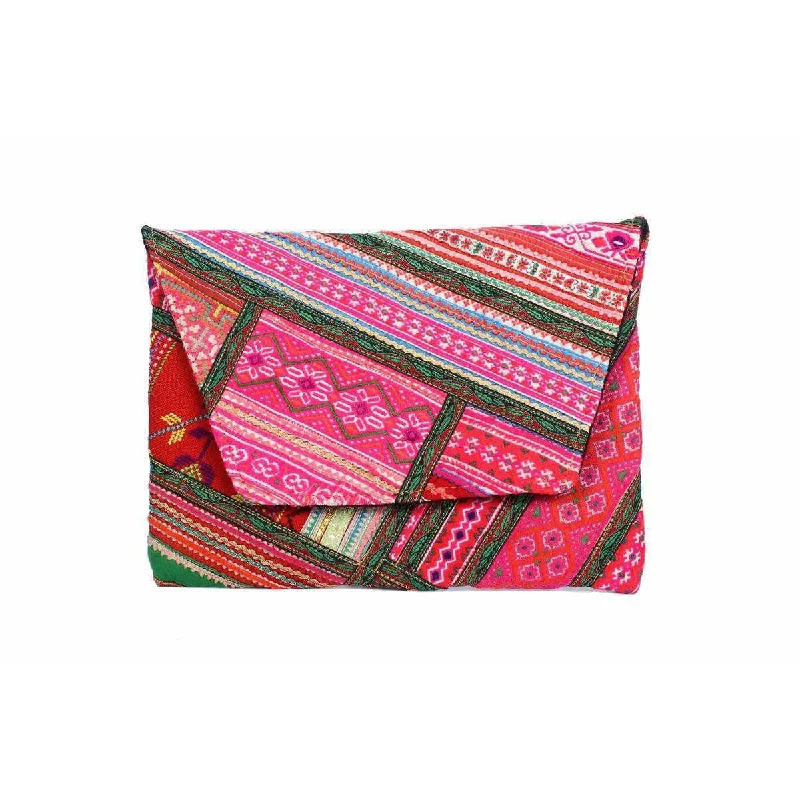 Clearance-Priced Bags Vintage Upcycled Patchwork Clutch Bag | iPad Bag - Thailand