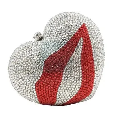 Minimalist Leather Bag For Modern Aesthetics Heart and Kiss Crystal Clutch (variety) Minimalist Leather Bag For Modern Aesthetics Heart and Kiss Crystal Clutch (variety)