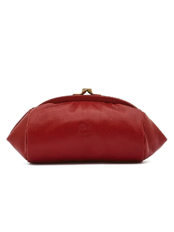 Affordable Bags For Budget Shoppers Il Bisonte Kisslock Case in Red Calf Leather