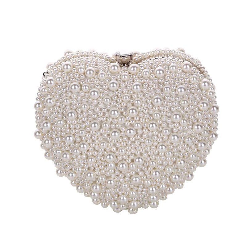 Stylish Bags With Discounts Ivory Pearl Heart Clutch