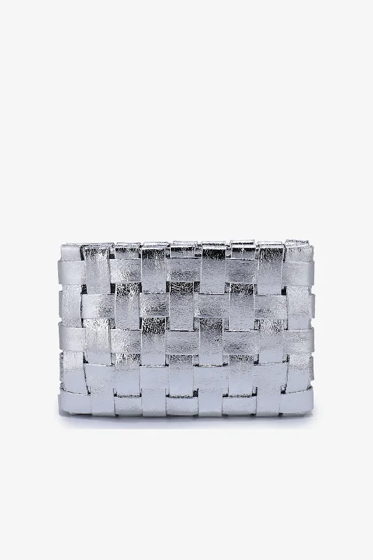 Bags For Sporty And Athletic Styles Lindy Clutch Woven - Large - Metallic Silver