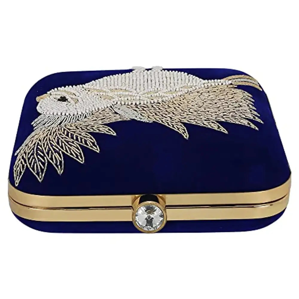 Active Lifestyles MaFs Embroidered Blue Women clutches For Weddings and Parties