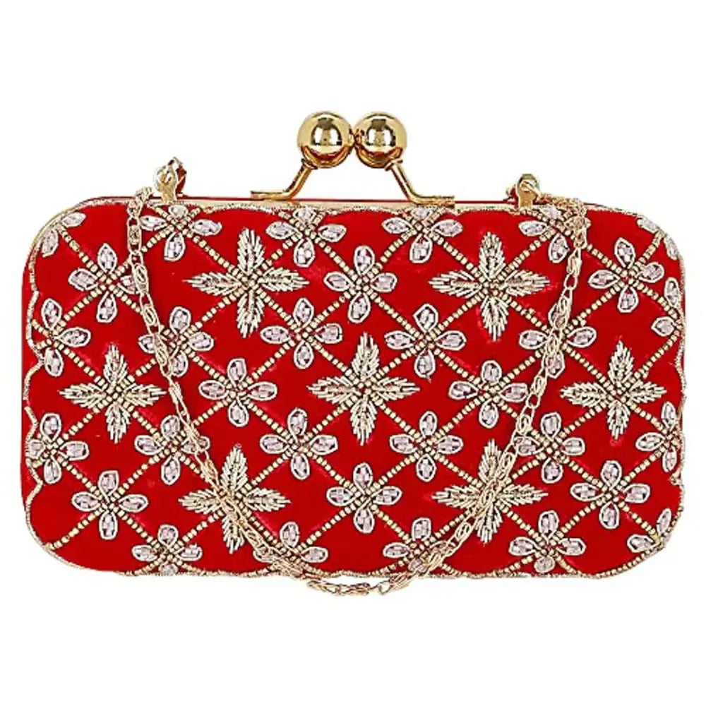 Affordable Bags MaFs Embroidered Red Velvet Women clutches