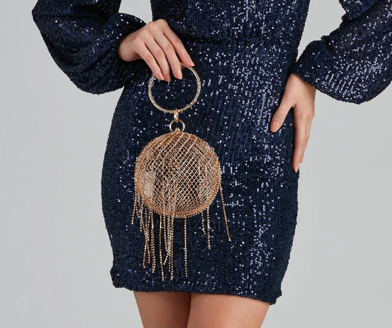 Rustic Bags For Outdoor And Nature-Inspired Looks Major Glitz Fringe Sphere Clutch