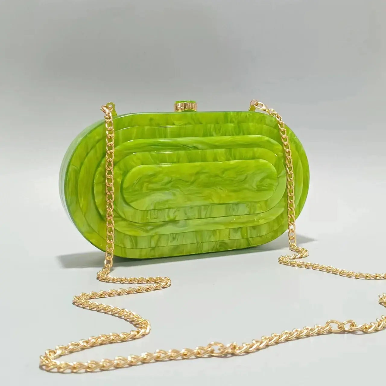 Stylish Bag For Women Marbled Acrylic Oval Carved Clutch