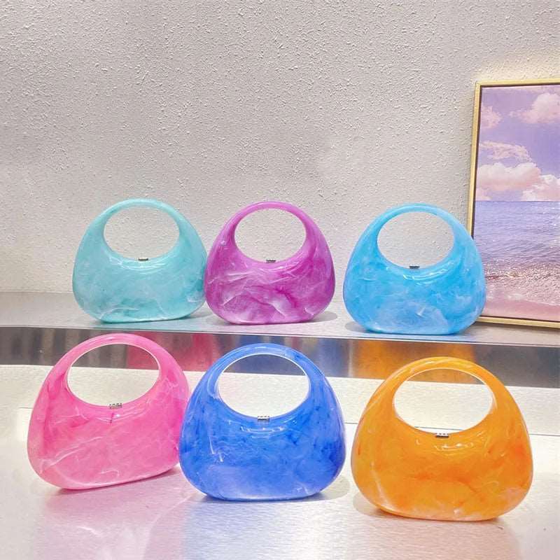 Vintage-Inspired Marbled Candy Transparent Acrylic Clutch