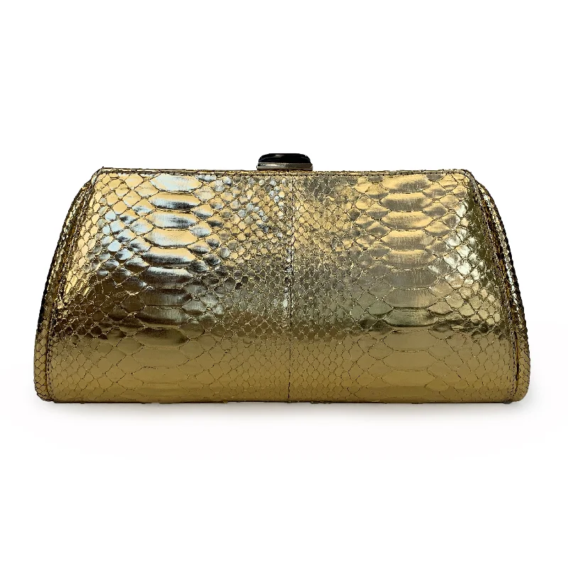 Stylish Bag For Women MEGHAN Large Gold Python Clutch