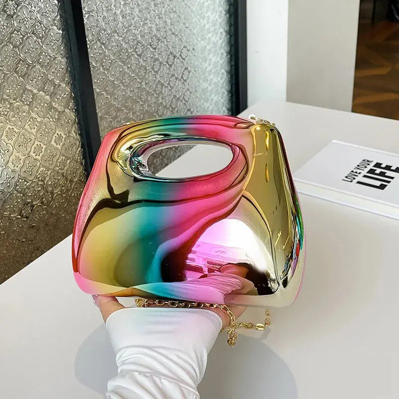 Discounted Designer Bags On Sale Metallic Acrylic Mini Square Clutch