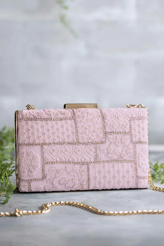 Odor-Resistant And Budget Bags Mosaic Luxe Embroidered Clutch - Baby Pink